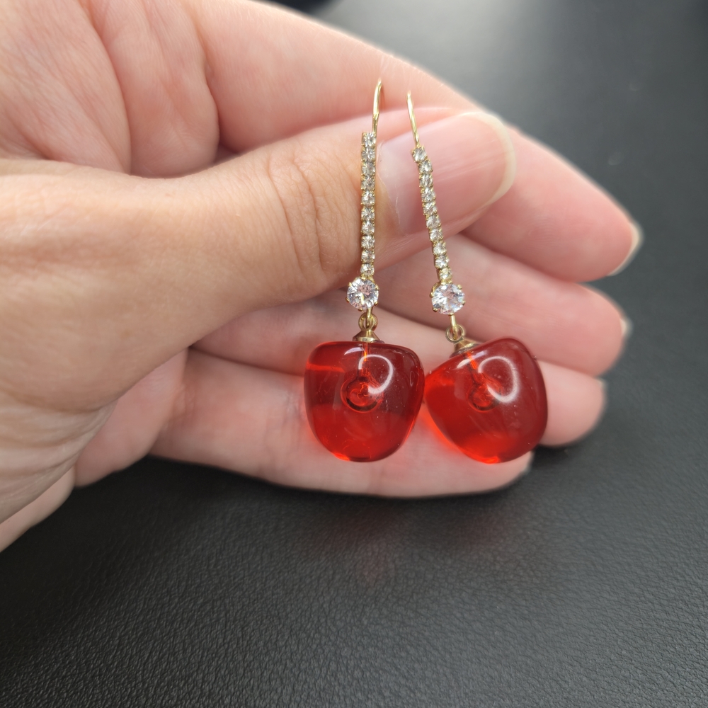 NWT Red Cherry Drop Earrings